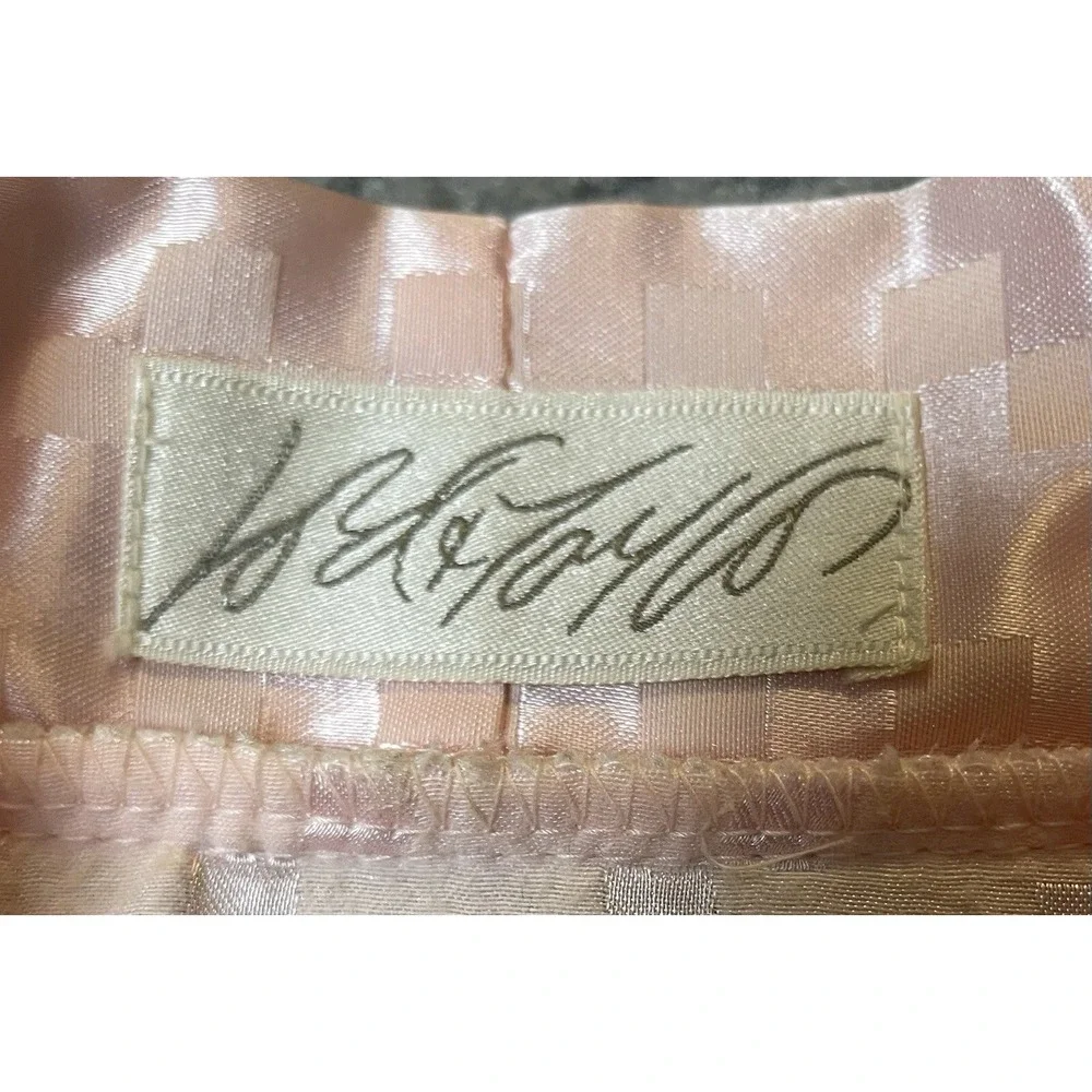 Vtg Lord & Taylor Kimono Long Robe Women's Intimate Sz M Pink Satin Check Pocket
